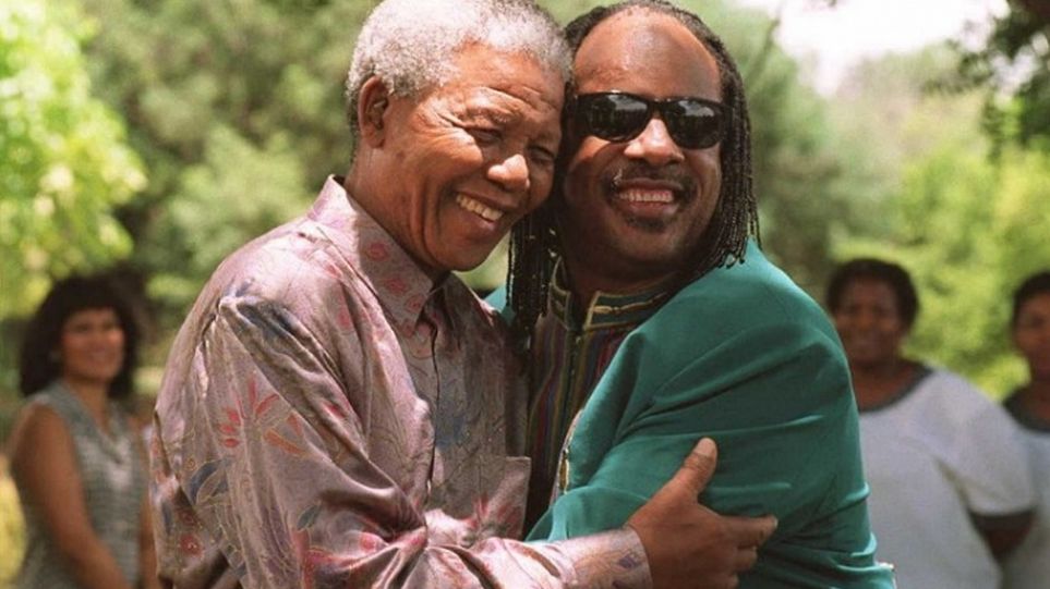 Nelson Mandela and Stevie Wonder